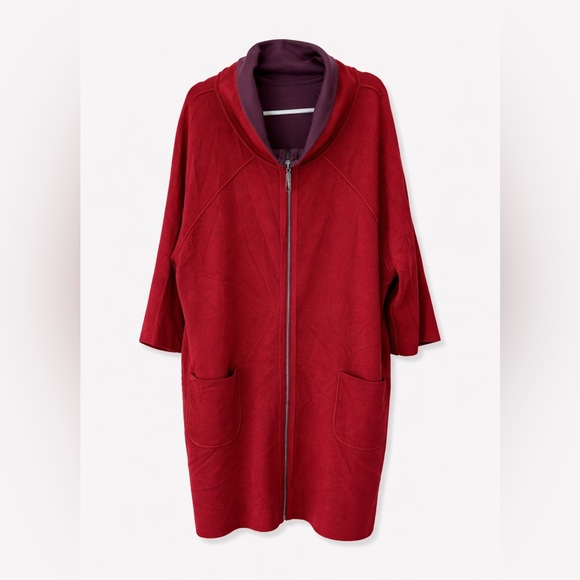 Maison Ullens Cashmere Silk Oversized Zip Cardigan SBurgundyMade in Italy